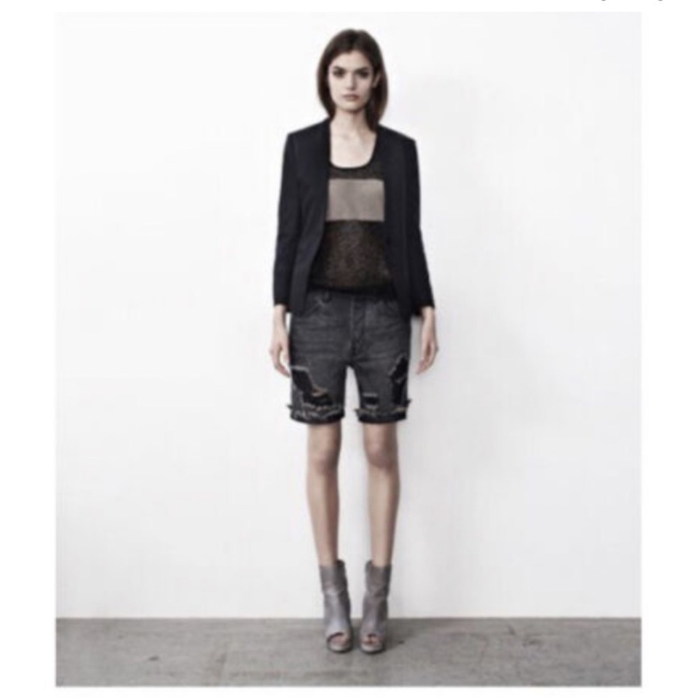 Allsaints Women's Vinton Carson Black Low Rise Boy's Fit Denim Shorts Size 27